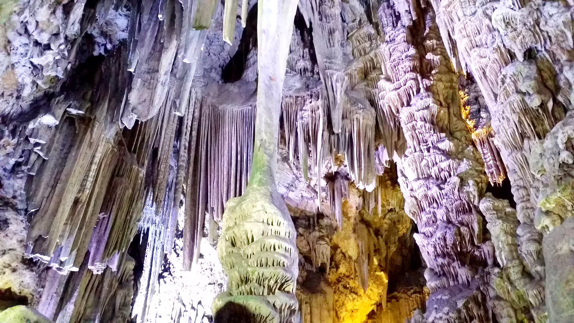 Stalactites and limestone formations inside St Michael’s Cave, Gibraltar on a private day trip from Costa del Sol