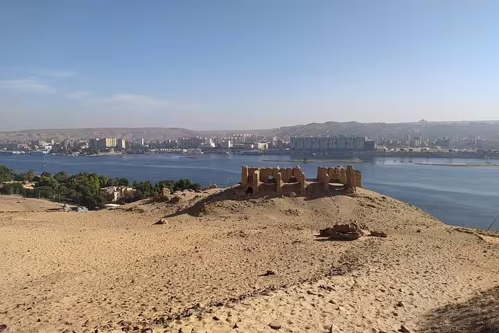 Panoramic view of St. Simeon Monastery ruins above the Nile in Aswan, Egypt, on a guided desert excursion