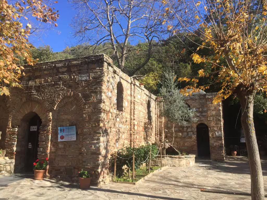 Stone chapel at the House of Virgin Mary near Ephesus, stop on an all-inclusive private tour with lunch