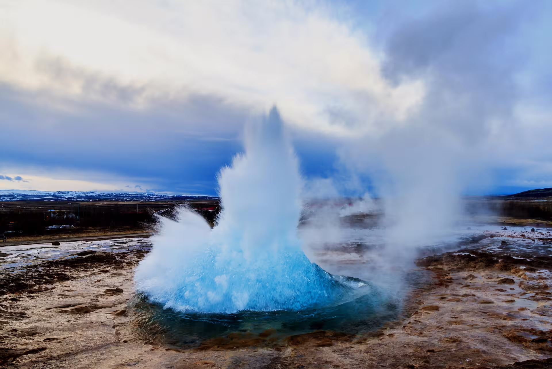 Strokkur hot spring in the Geysir hot springs geothermal area