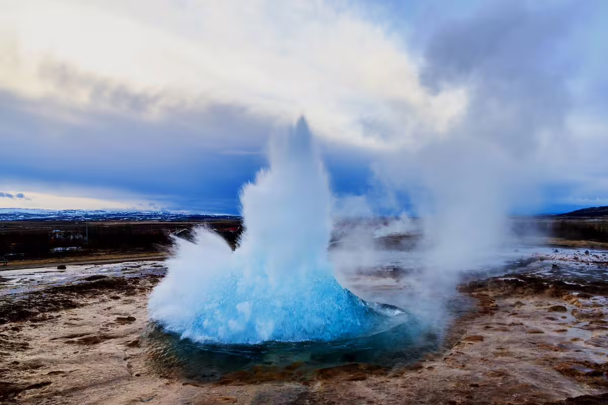 Strokkur hot spring in the Geysir hot springs geothermal area
