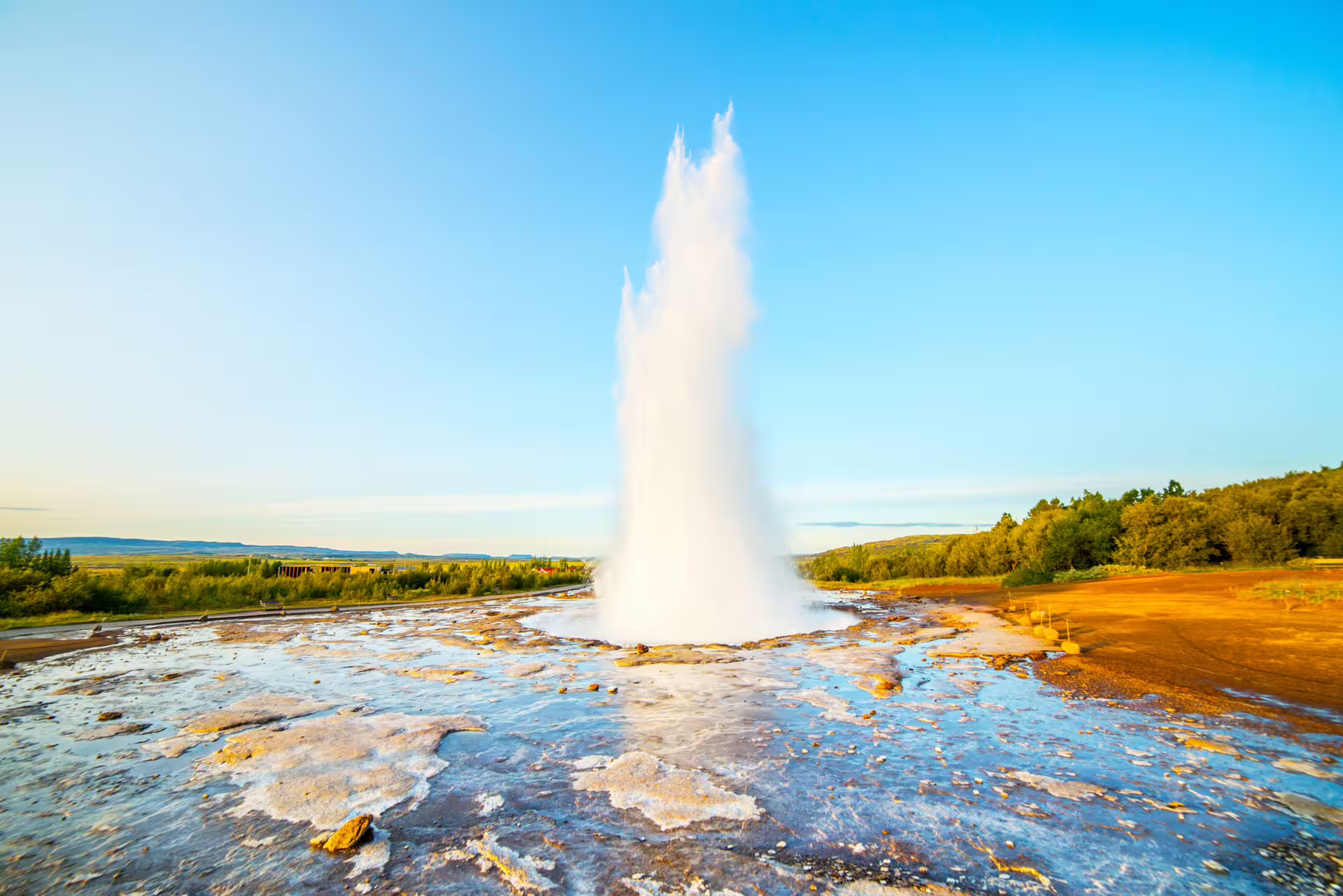 Strokkur hot spring in the Geysir hot springs geothermal area
