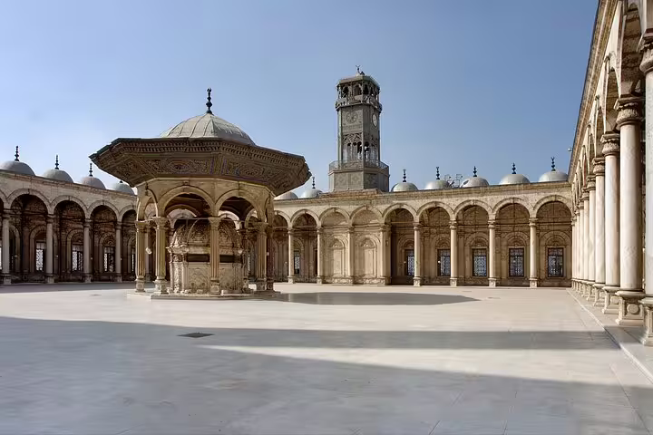 Courtyard of Sultan Hassan Mosque in Islamic Cairo, stop on private Cairo tour from Marsa Alam by flight