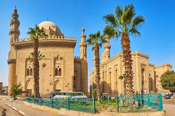 Sultan Hassan Mosque and madrasa exterior in Islamic Cairo, landmark on Islamic and Coptic Cairo day tour