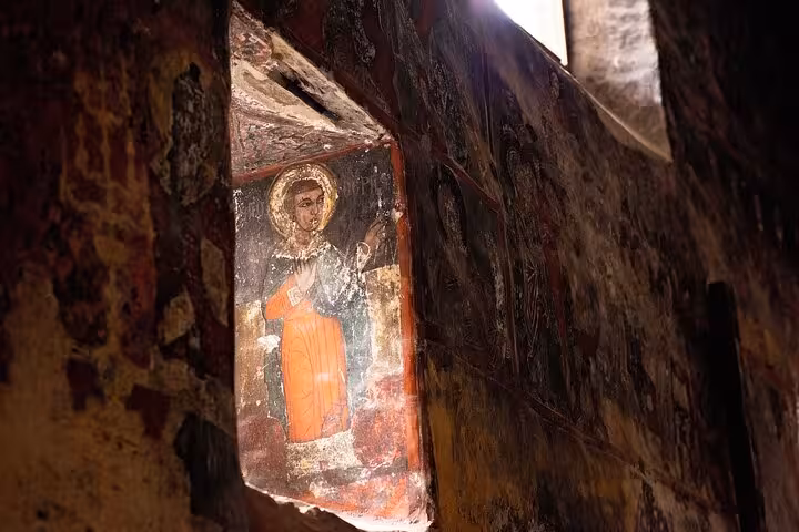 Close-up of Byzantine icon fresco inside Sumela Monastery, Trabzon, featured on private all-inclusive 2-day tour