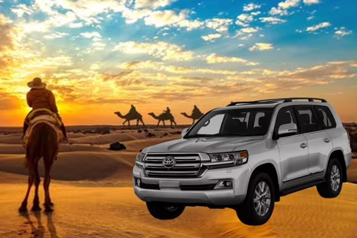 Experience a thrilling sunrise desert safari in Qatar with camel rides and off-road adventures in a 4x4 vehicle.