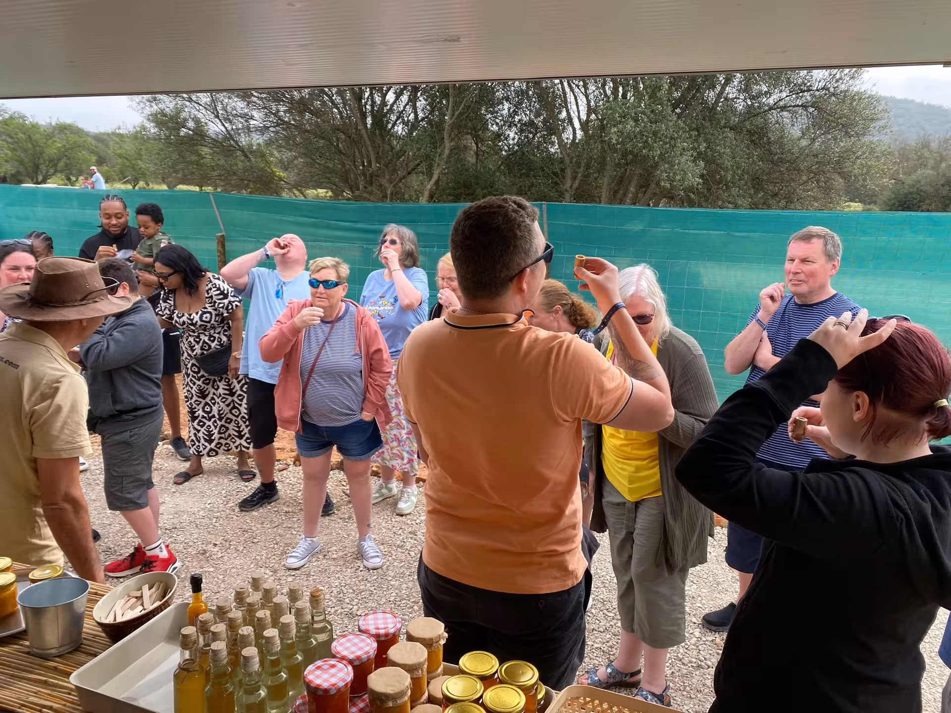 Guests sampling local spirits and liqueurs during the Sunset with sparkling wine countryside tasting experience