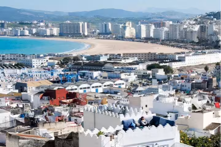 Panoramic Tangier bay and city skyline, starting point for Morocco 9 days tour from Tangier to Marrakech