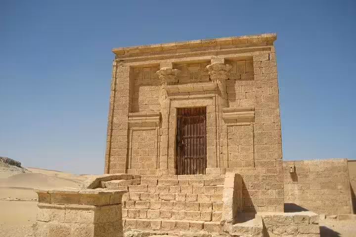 Ancient stone temple facade at Tell el-Amarna, Egypt, on a private day tour exploring Akhenaten’s ruins