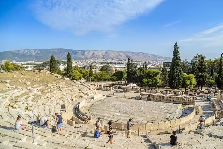 Ancient Theatre of Dionysus on the Acropolis, Athens private walking tour with Plaka stroll and food tastings