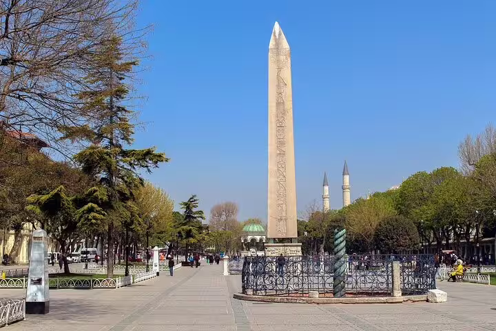 Theodosius Obelisk in Sultanahmet Square, a key stop on a private Istanbul layover sightseeing tour