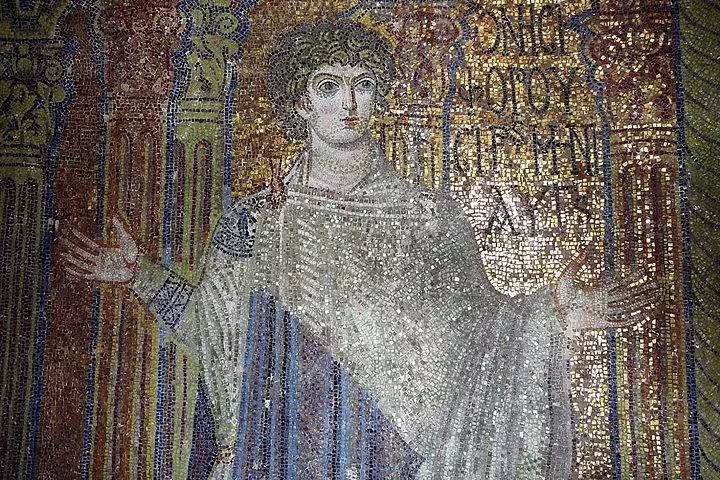 Byzantine mosaic figure inside Thessaloniki church, cultural stop on a private historic walking tour in Greece