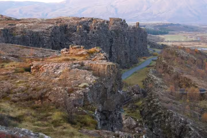 Rocky canyon fissure at Þingvellir National Park on Iceland's Golden Circle route