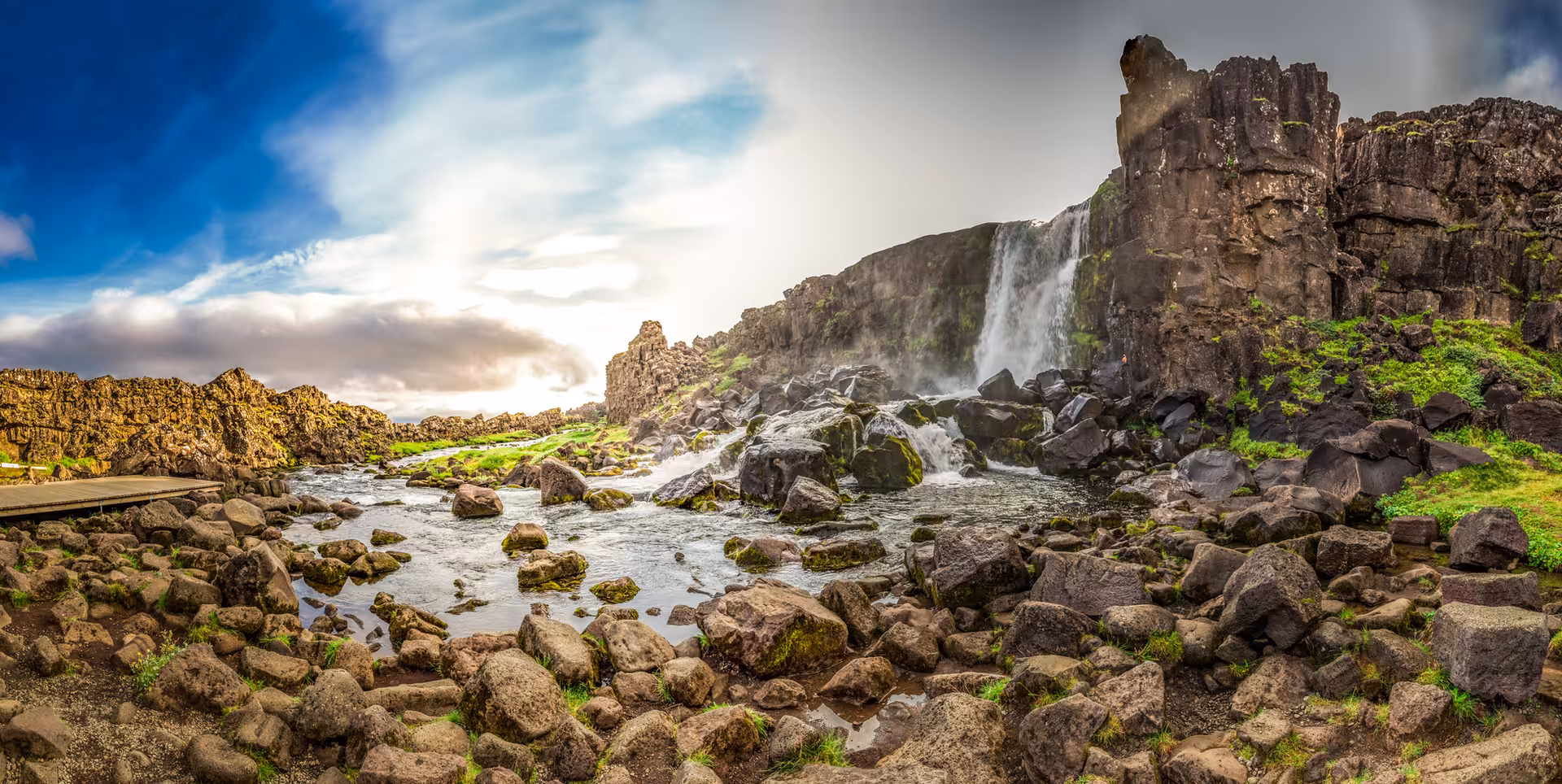Scenic waterfall in Thingvellir National Park, part of Iceland's Private Winter Golden Circle Tour.