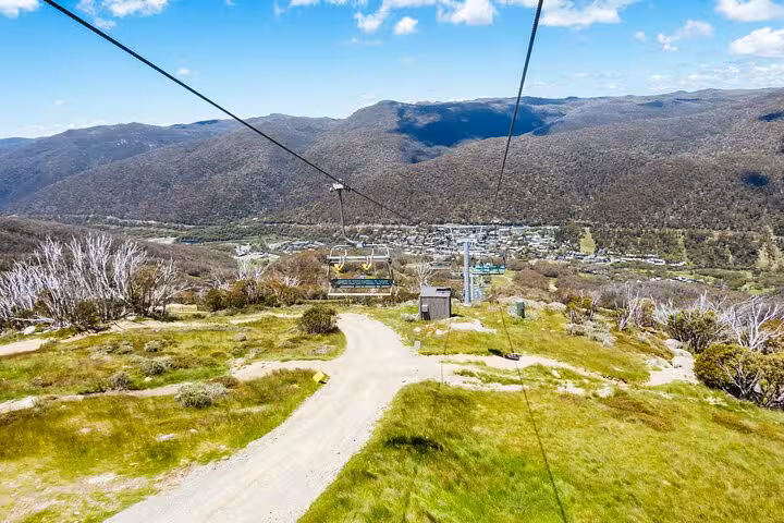 Breathtaking view from a ski lift over Thredbo Valley, Snowy Mountains, NSW, ideal for a 3-day private tour adventure.