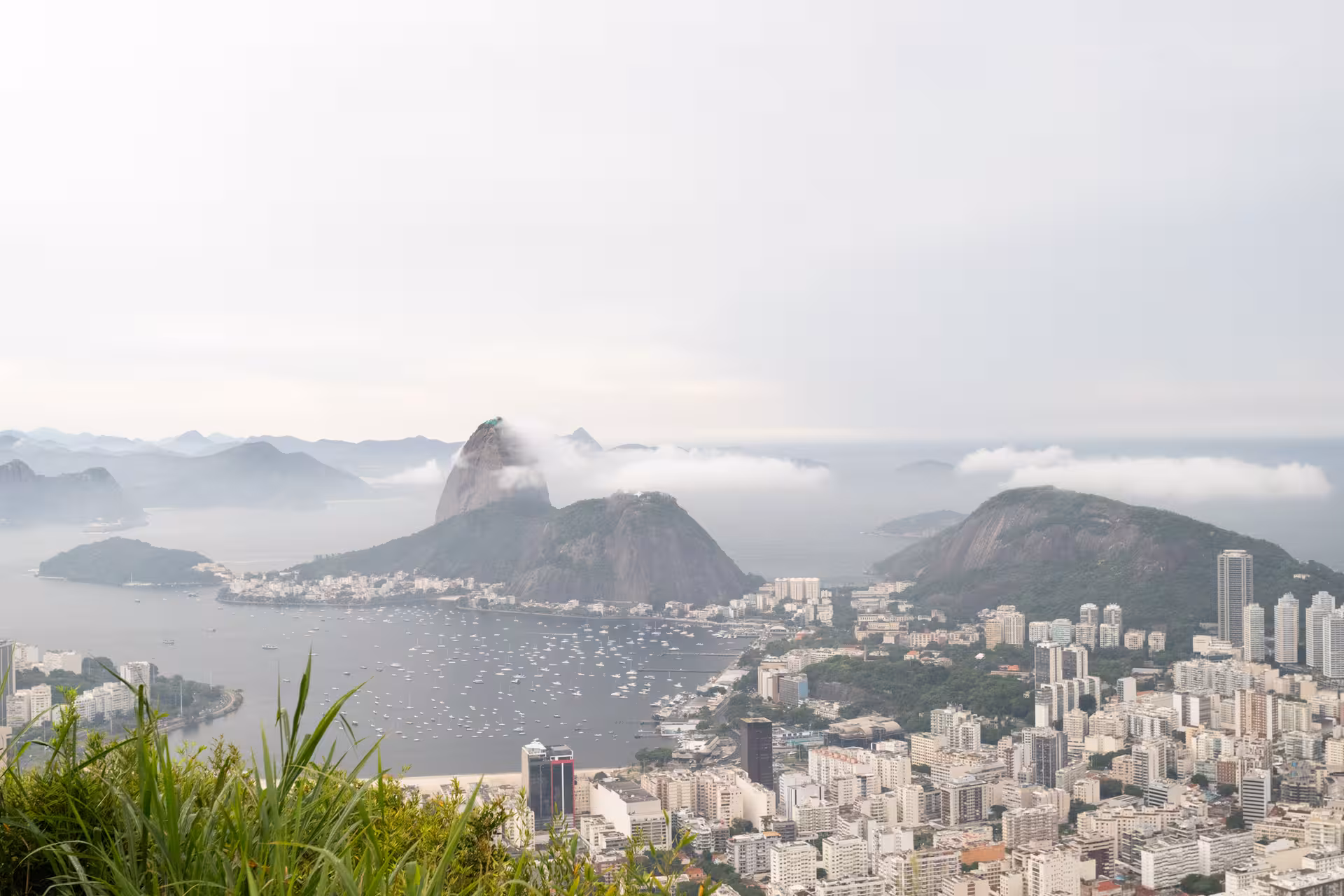 Scenic Rio de Janeiro view of Sugarloaf Mountain and Guanabara Bay from Tijuca Forest bike tour stop