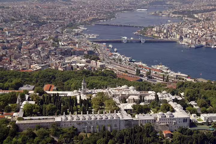 Aerial view of Topkapi Palace and the Golden Horn in Istanbul on a private 10-day guided Turkey tour