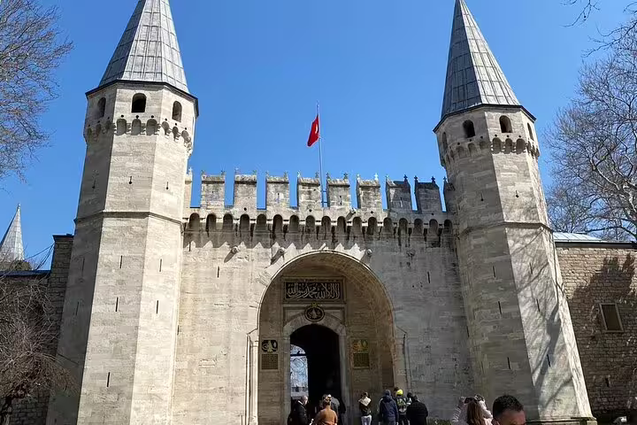 Imperial Gate entrance of Topkapi Palace, Istanbul on MINI Group 8 days Turkey by flights tour