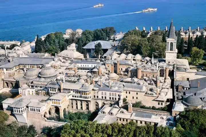 Topkapi Palace complex by the Bosphorus, key stop on Istanbul 7-hour tram tour with skip-the-traffic route