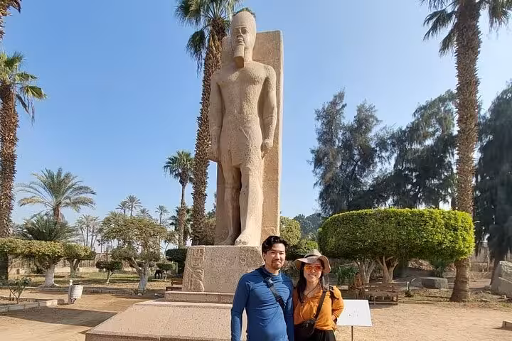 Traveler photo at Memphis colossal Ramses II statue on private 3-day Cairo Giza Alexandria pyramids tour