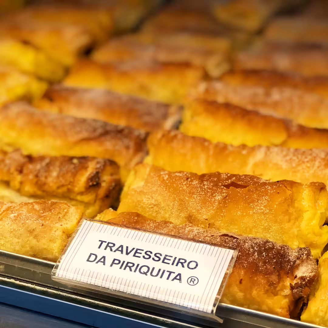 Delicious Travesseiro pastries at Piriquita bakery in Sintra, a must-try treat on the Sintra and Pena Palace tour.