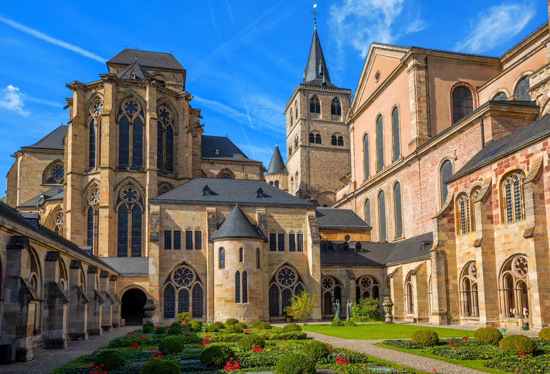 Trier Cathedral cloister and garden, a key stop on the Trier in 1 day walking tour with multilingual audioguide