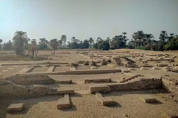 Open-air ruins at Tuna el-Gebel, El Minya, seen on a private day tour from Cairo by car with Egypt guide