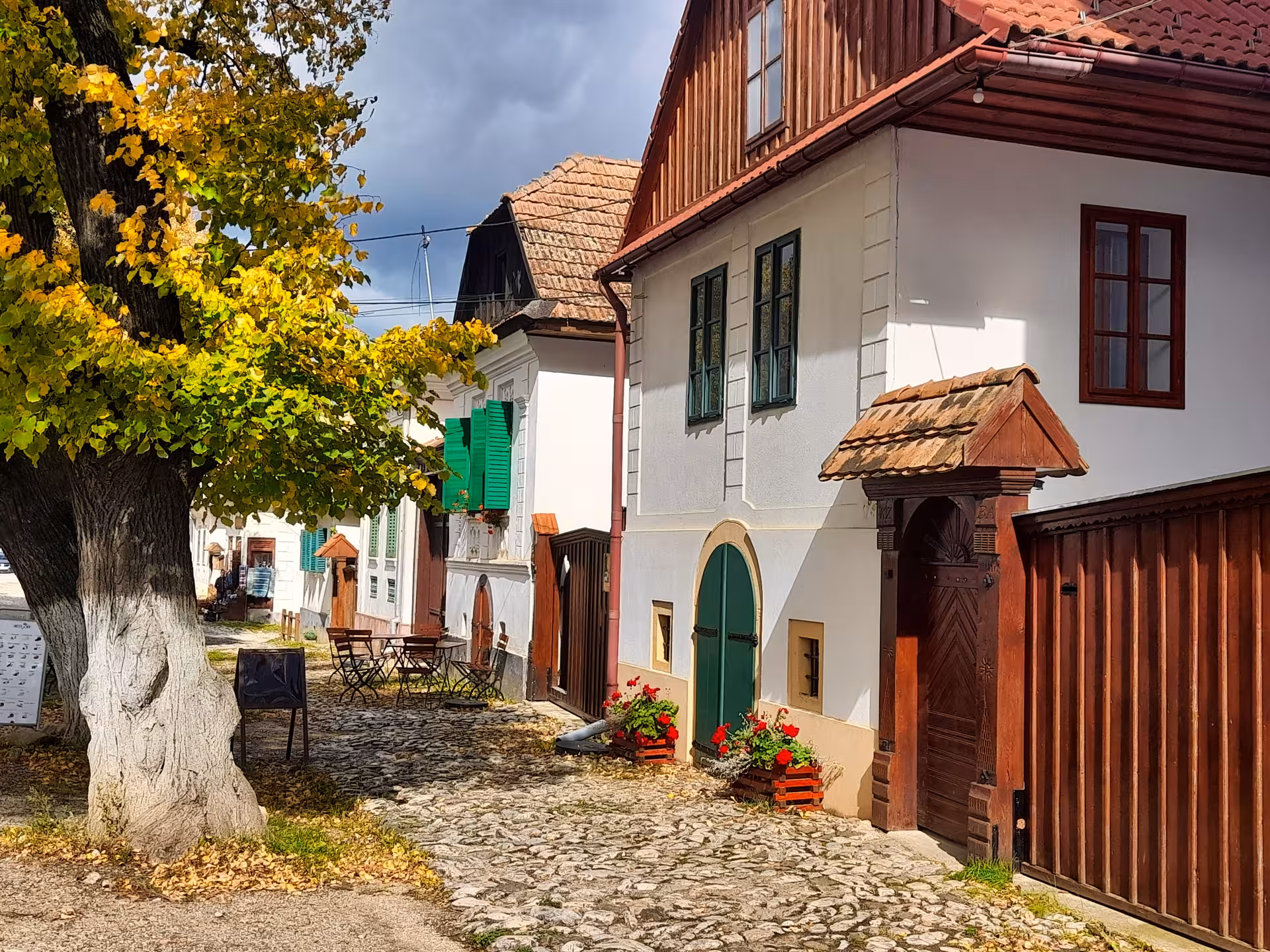 Charming cobblestone street in Turda with historic Transylvanian architecture during a day trip from Cluj Romania
