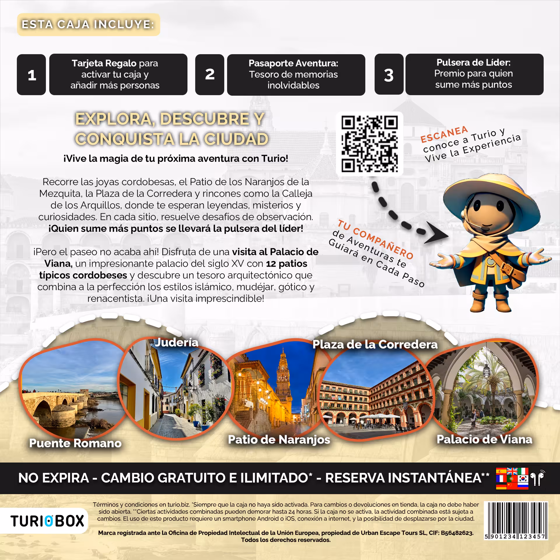 Caja TurioBox Misterios Locales Córdoba + Palacio de Viana con QR y puntos, incluye rutas y visita guiada