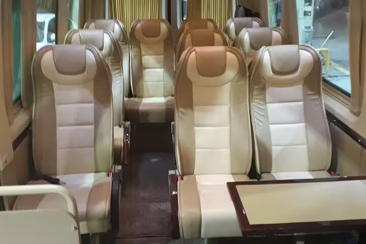 Comfortable private tour minibus interior in Turkey, spacious seats for 10-day Istanbul Cappadocia Ephesus trip