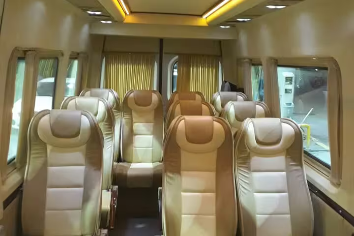 Comfortable minibus interior with reclining seats for Turkey private 10-day guided tour transfers