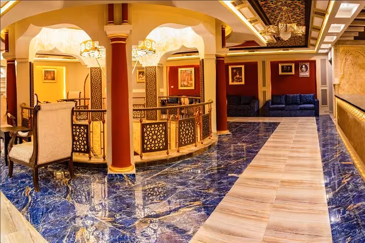 Elegant spa lounge at Sharm El Sheikh Turkish bath, pre-massage relaxation area with hotel pickup included
