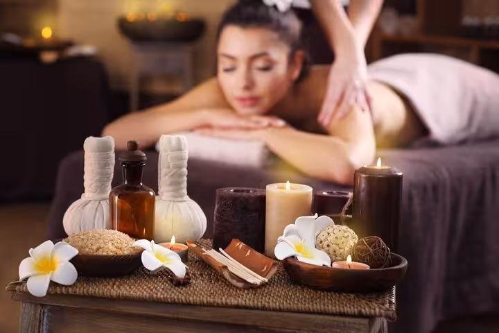 Turkish bath hamam massage in Kusadasi spa, relaxing after private Ephesus tour with candles and oils