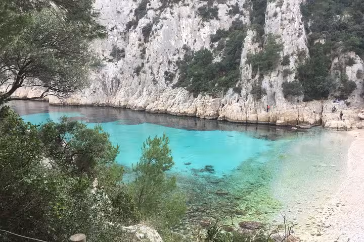 Turquoise Calanque cove near Marseille with limestone cliffs, scenic nature break on a Provence leisure tour
