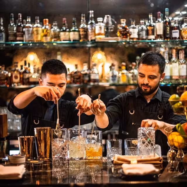 Mixologists stirring craft cocktails at a hidden Utrecht speakeasy on Ludwig’s VIP cocktail tour