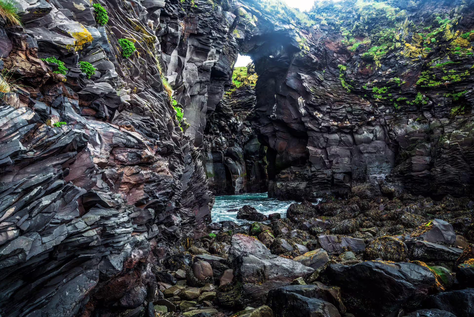 Valasnos basalt rock formation in Hellnar village