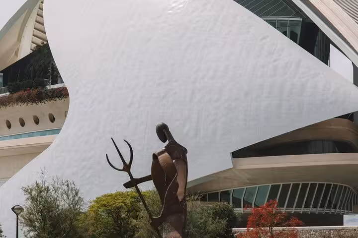 Sculpture by Valencia City of Arts and Sciences, iconic landmark featured on guided e-bike tour route