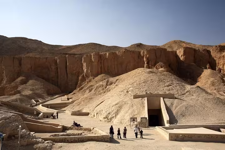 Valley of the Kings entrance in Luxor on Hurghada tour, visit King Tutankhamun tomb with lunch