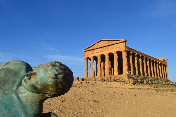 Valley of the Temples Agrigento with Doric temple ruins, scenic stop on Palermo to Taormina transfer