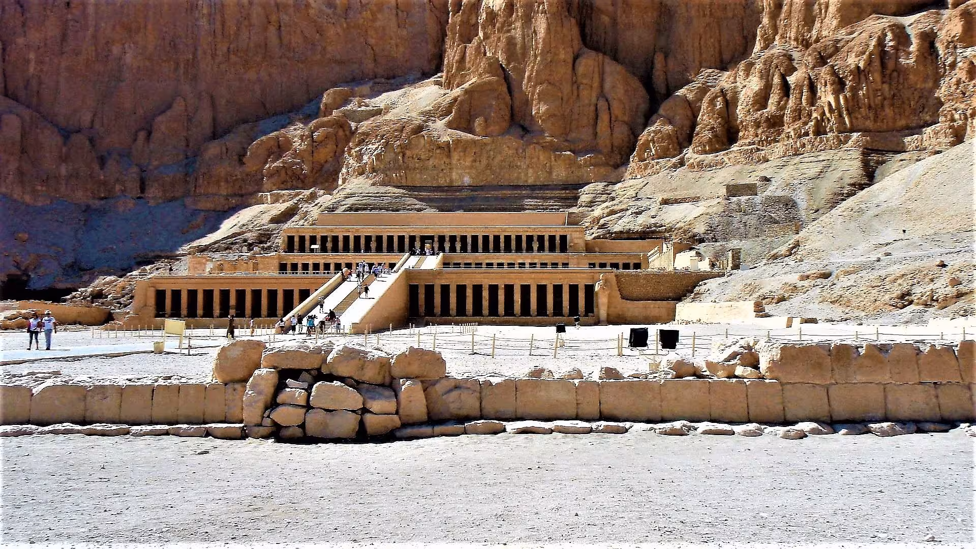 Mortuary Temple of Hatshepsut with colonnaded terraces set against limestone cliffs near Valley of the Kings