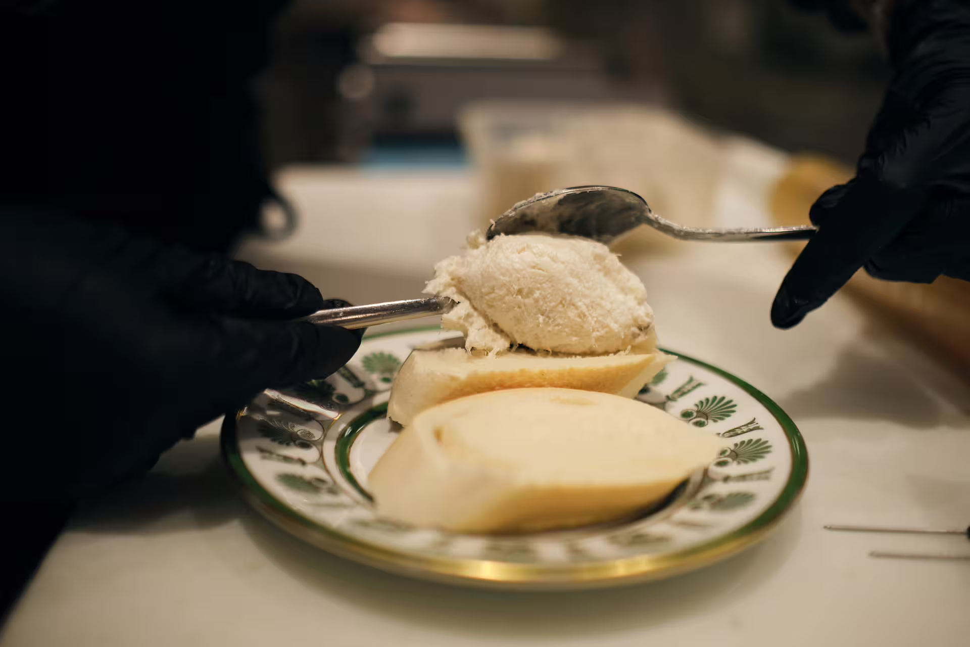 Fresh creamy cheese served on bread during Verona guided food tour with wine tasting in the city center