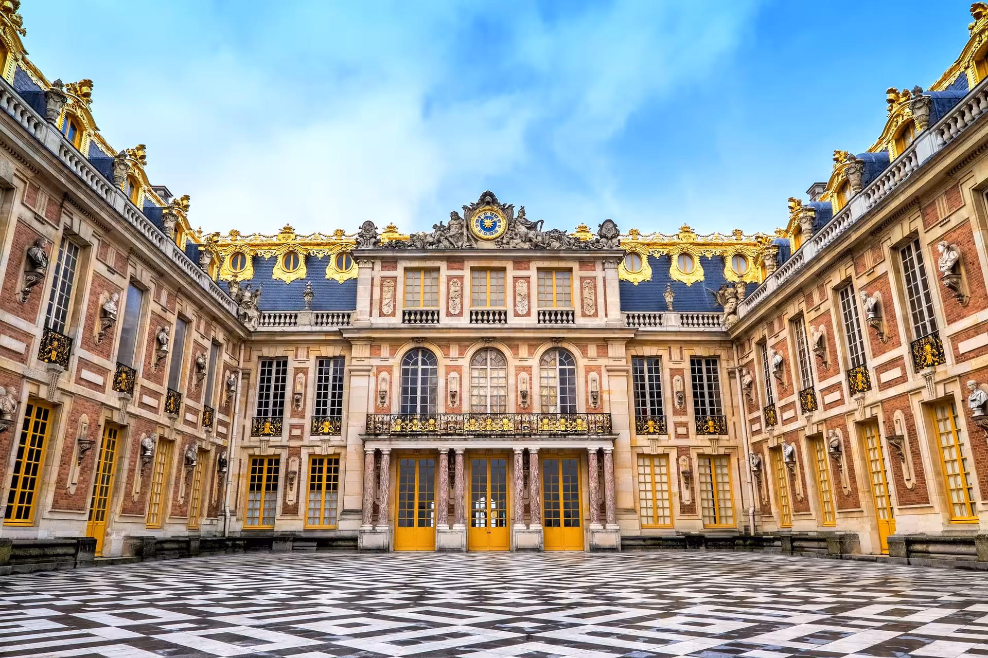 Palace of Versailles Marble Courtyard facade with gilded roof, a highlight of the Versailles Grand Tour