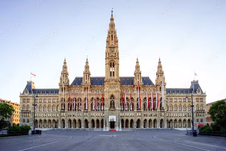 Vienna City Hall (Rathaus) facade in historic center, highlight stop on a Vienna private day tour