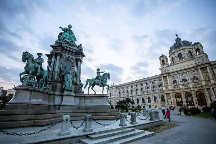Maria Theresa Monument and Natural History Museum facade in Vienna city center