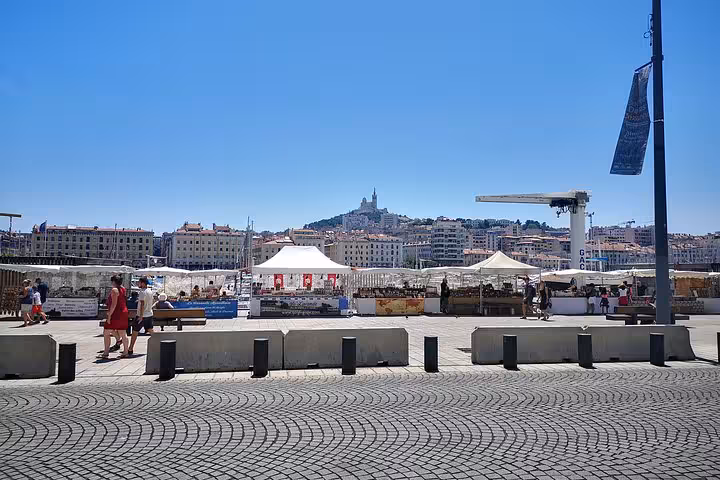 Vieux-Port Marseille waterfront and market stalls on private city tour with private transfer to any address