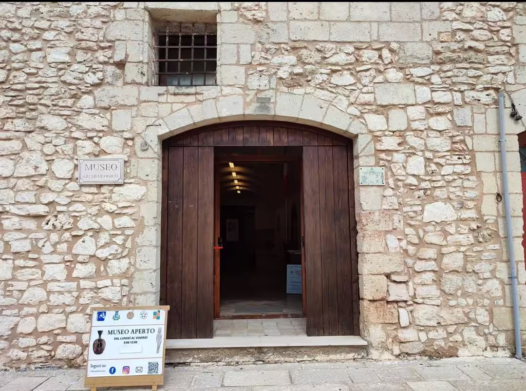 Entrance of Villa Castelli Archaeological Museum on walking tour, a key stop before olive oil tasting