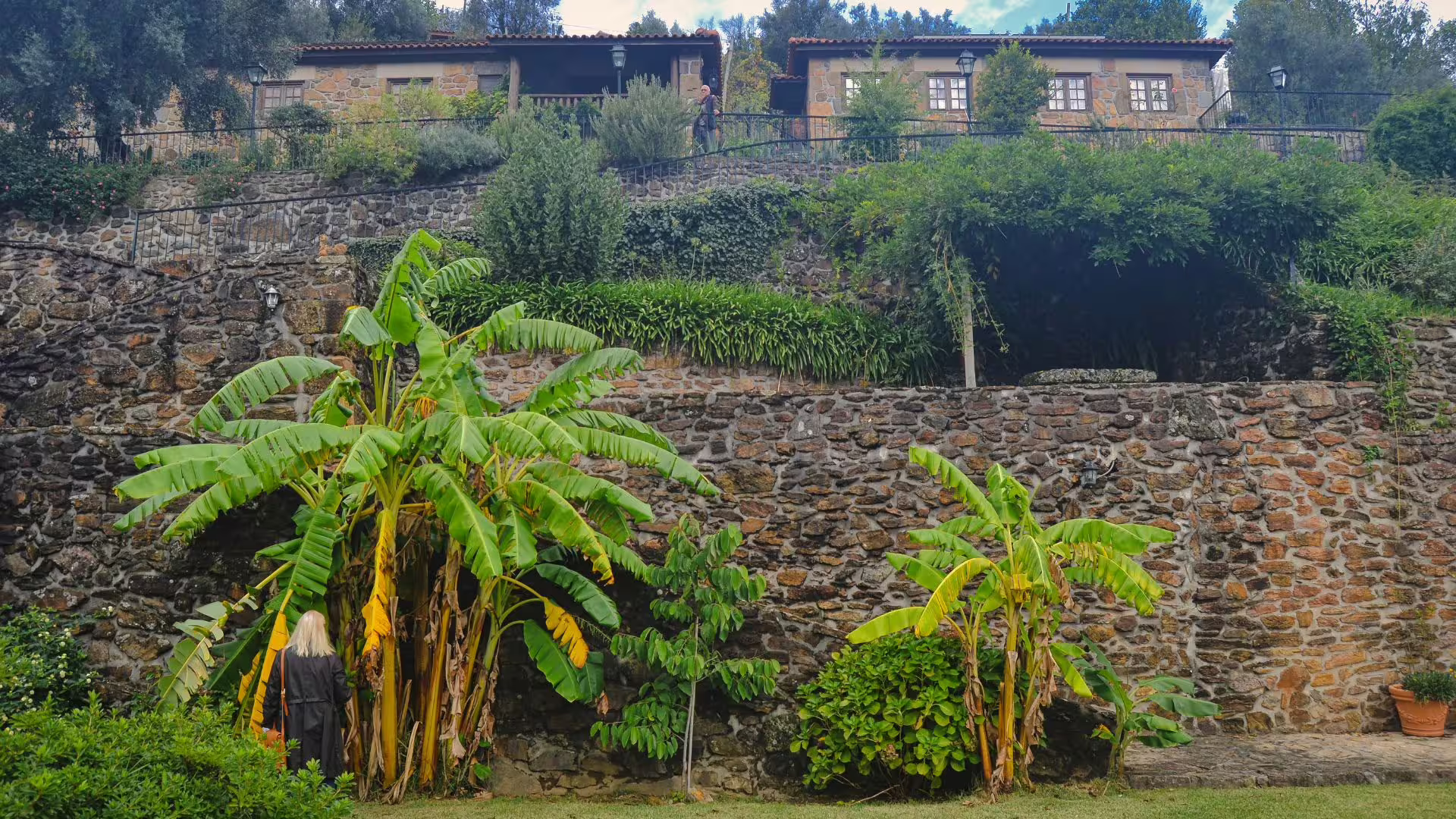 Image of a vinyard main house with terraced architecture