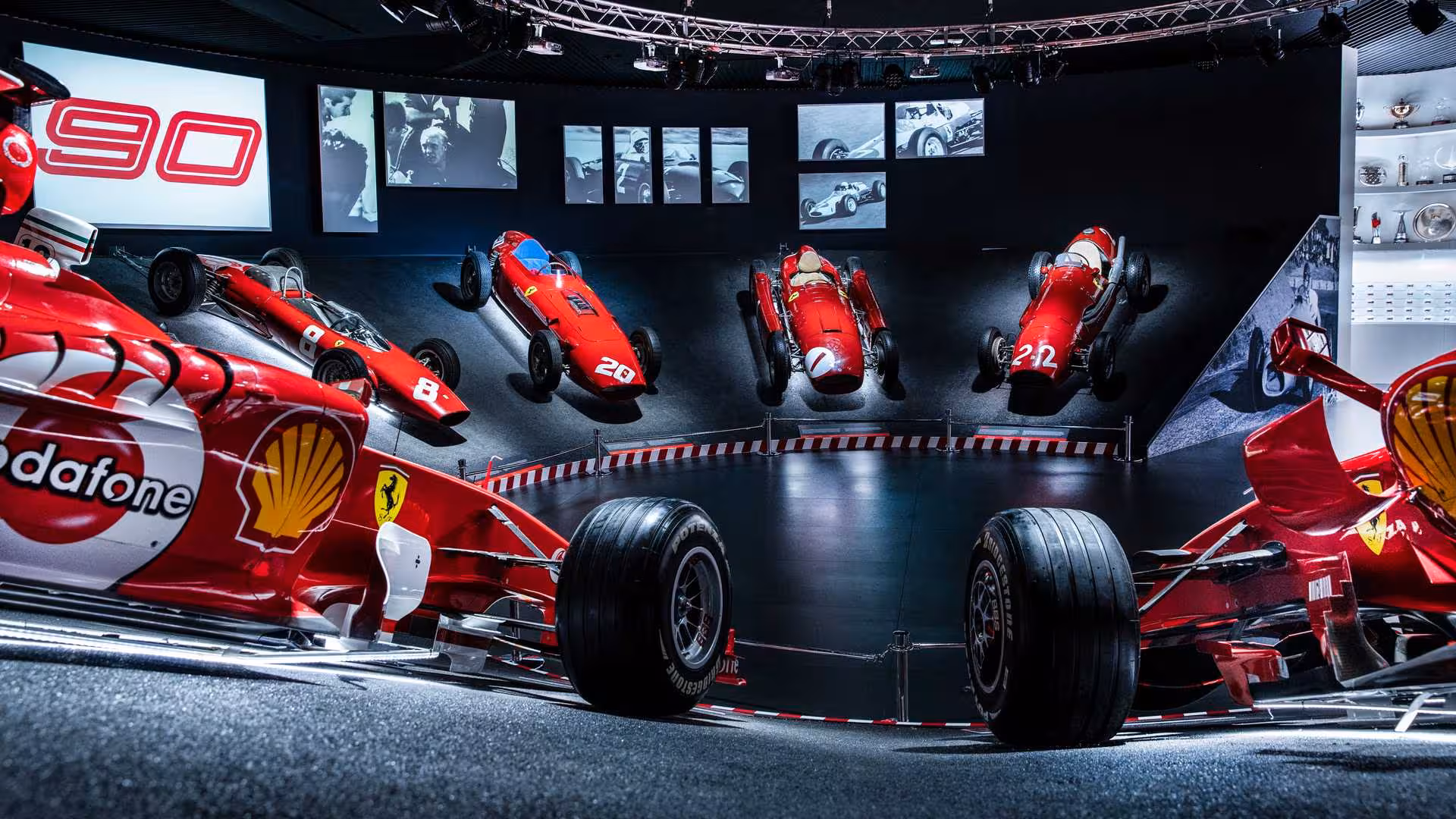 Vintage Ferrari Formula 1 cars gallery at Museo Ferrari Maranello on the Ducati Museum + Ferrari Museum combo