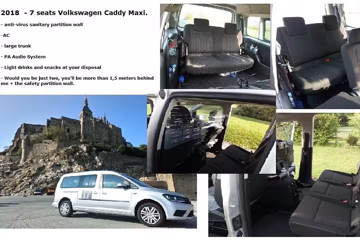 2018 Volkswagen Caddy Maxi 7-seat private tour van interior and exterior with partition wall