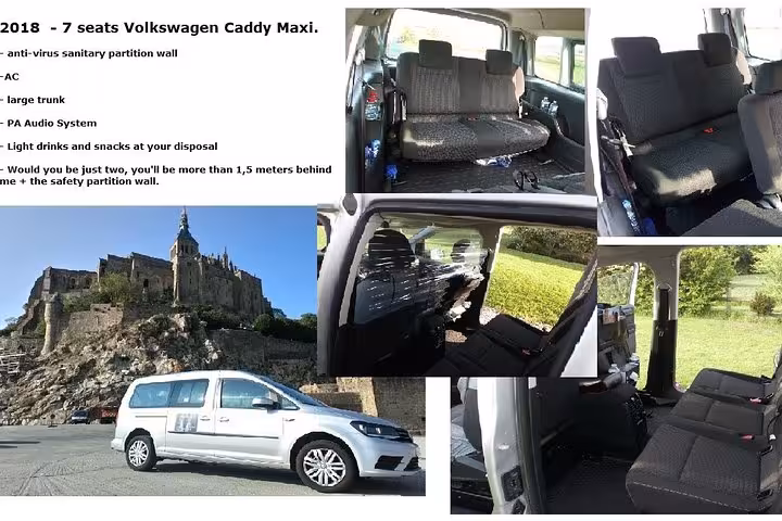 2018 Volkswagen Caddy Maxi 7-seat private tour van with partition wall, spacious interior and trunk